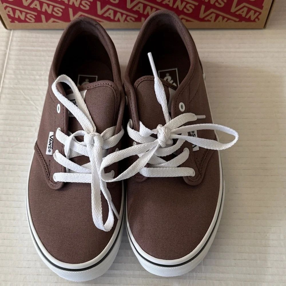 NIB Vans Atwood Youth Sz 5 Deep Taupe Brown Skate Shoes Classic Low Top Sneakers - Picture 3 of 12